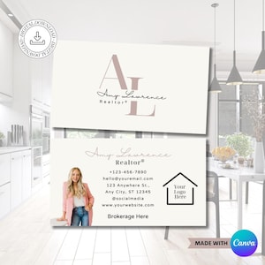 -Immobilien Visitenkarte Vorlage | Doppelseitig | -Visitenkarte | Leinwand | Anpassbare Visitenkarte