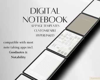 Digital notebook | Customizable notebook, Student notebook, iPad notebook, Notability templates, Goodnotes templates, Digital notes template