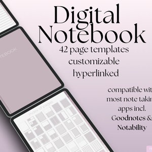 Digital notebook - Pink | Customizable notebook, Student notebook, iPad notebook, Notability templates, Goodnotes templates, 42 templates