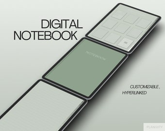 Cuaderno Digital / Cuaderno GoodNotes, Cuaderno de Notabilidad, Cuaderno de Estudiante, Diario Digital, Cuaderno Personalizable, Plantillas de 9 Páginas,