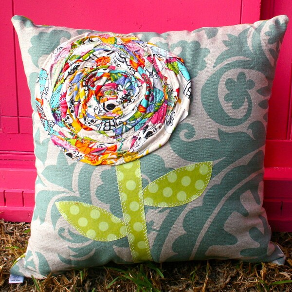 Dia de los MUERTOS Embellished FLOWER PILLOW