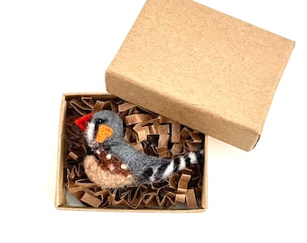 Finch Series Bird No. 3 Miniature Felted Zebra Finch