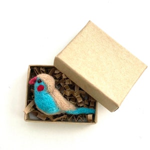 Finch Series Bird No. 2 Miniature Felted Cordon Blue Red Cheeked Finch