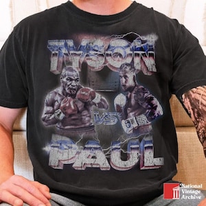 Vintage Mike Tyson vs Jake Paul Boxing Match T-Shirt | Fight Night Graphic Tee | Limited Ear Bite Edition