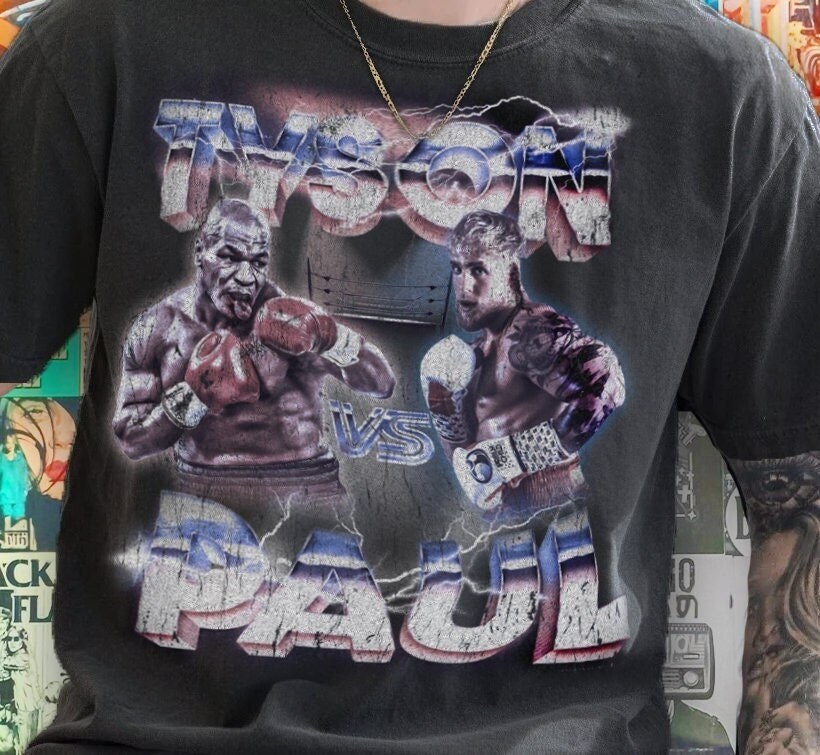 T-shirt Vintage Mike Tyson Vs Alex Stewart - Taille L, Noir, Neuf Sans étiquette