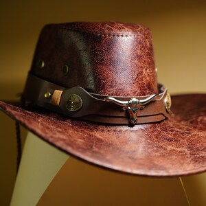 Chapeau de cowboy de style occidental pour mari chapeau en cuir chapeau en cuir vintage pour hommes Arthur Morgan tous temps chapeau large chapeau de cowboy disco modelable