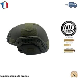 Casque Balistique UHMW-PE Niveau IIIA + Masque Facial - Lot NEUF - Protection Pare-balles 3A