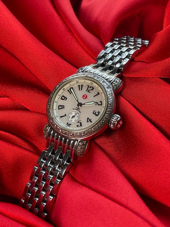 Michele Diamond Bezel CSX Petite Mother of Pearl Dial- Steel  display picture 1