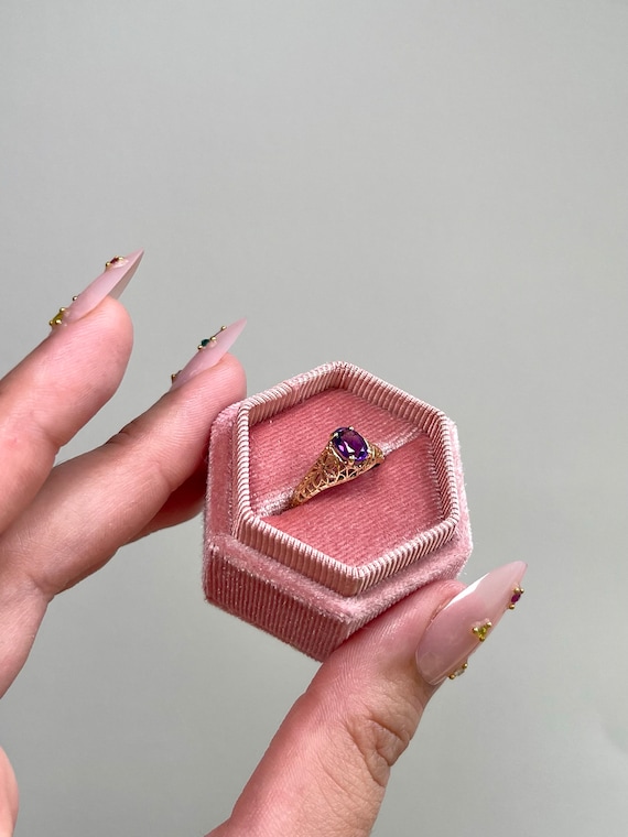 VINTAGE Victorian Amethyst Ring- 14K yellow gold, 