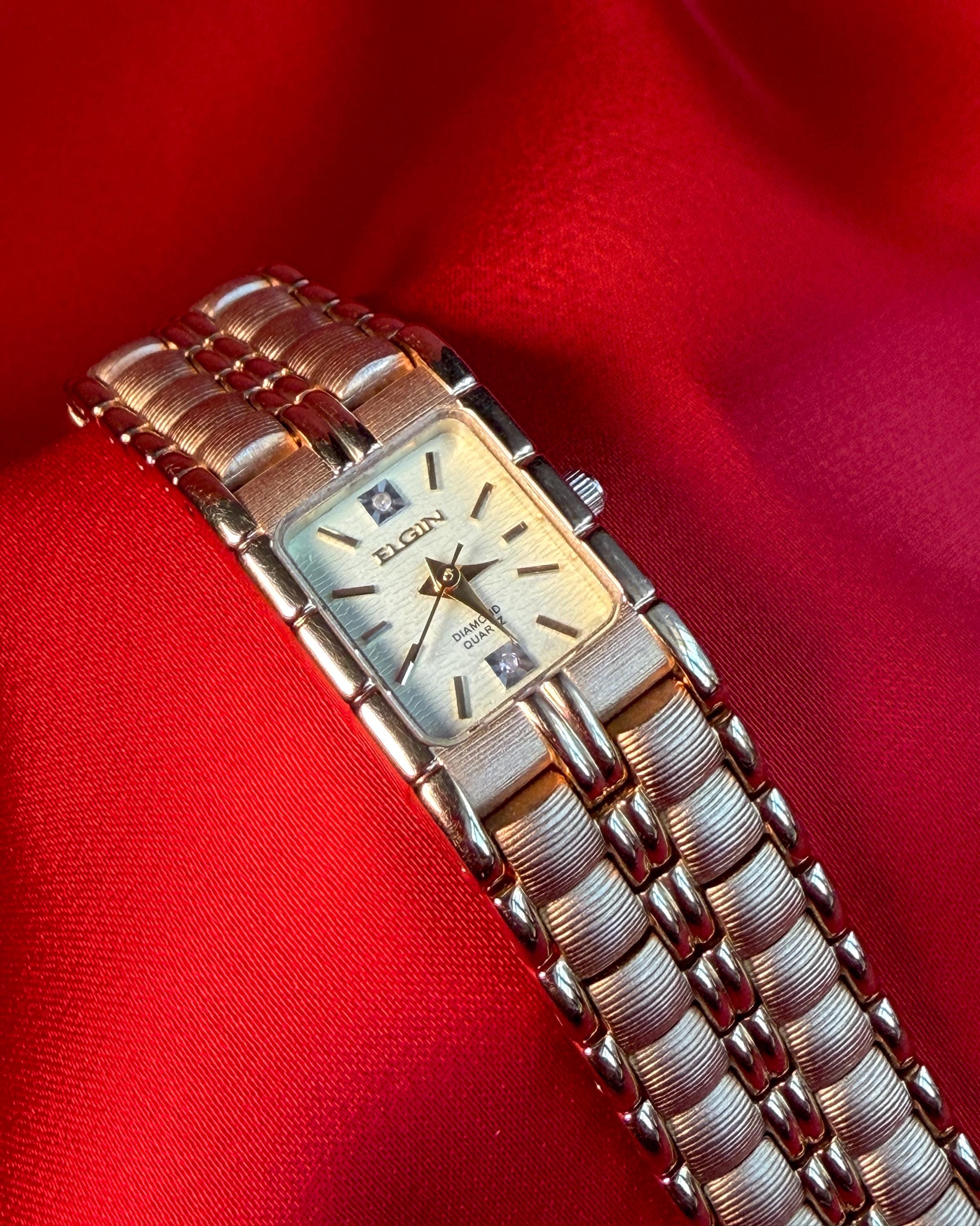 Vintage Elgin Diamond Quartz Watch - Etsy