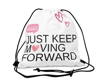 Keep Moving witte en roze tas met trekkoord