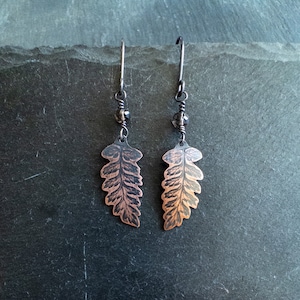 Fern Earrings Fern Jewelry Smoky Quartz Turquoise Labradorite or Peridot Copper And Sterling Silver Gift For Mom Handmade