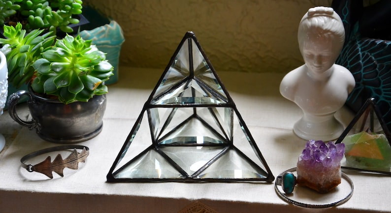 Crystal Display. Crystal Display Shelf. Jewelry Storage. Crystal Pyramid. Crystal Holder. Jewelry Display Shelf. Minerals Display. Box. Case image 1