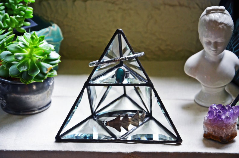 Crystal Display. Crystal Display Shelf. Jewelry Storage. Crystal Pyramid. Crystal Holder. Jewelry Display Shelf. Minerals Display. Box. Case image 4