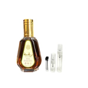 Raghba Perfume Sample Lattafa 1ml 2ml 5ml Decant Eau De Parfum ME Scents Arabian  Middle Eastern Perfume House