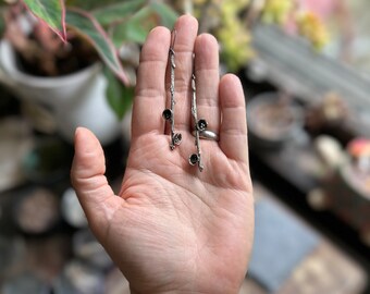 Rustic sterling silver nature earrings cup fungus birds nest mushrooms handmade outdoor gift