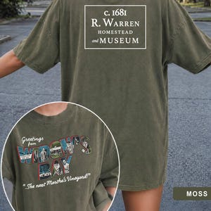 Greetings From Widow's Bay Two Sided Shirt, R Warren Homestead Museum Tee, Martha's Vineyard Mystery Town Graphic T Shirt