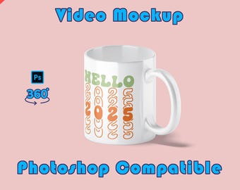Maqueta de taza animada de 11 oz / Maqueta de video / Maqueta de taza giratoria / Maqueta de taza de café con acento