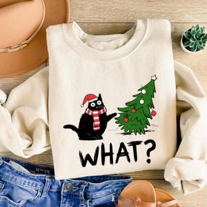 Funny Cat Christmas Clipart, Holiday Pet Design (PNG)