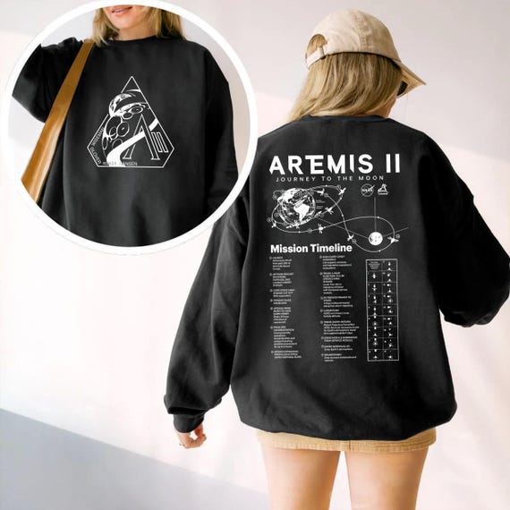 Artemis II SweatShirt, NASA Moon Mission Timeline Space Comfort Color T-Shirt