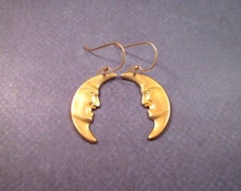 Golden Acrylic Moon Dangle Earrings