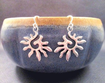 FREE Shipping U.S. Spiral Sun Earrings Tribal Style Copper Dangle Earrings