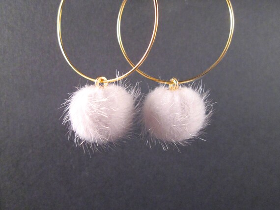 Etsy pom pom hoop earrings deals