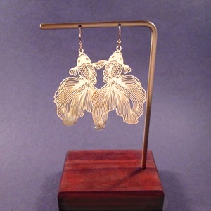 Koi Fish Earrings, Gold Dangle Earrings, FREE Shipping