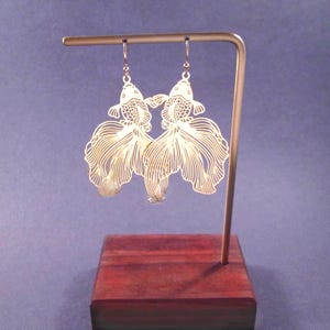 Koi Fish Earrings, Gold Dangle Earrings, FREE Shipping