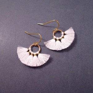 White Fan Earrings Etsy