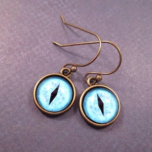 Eye See You, Eyeball Earrings, Baby Blues, Brass Dangle Earrings, FREE Shipping