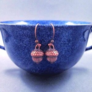 Acorn Earrings, Fall Fashion, Copper Dangle Earrings, FREE Shipping