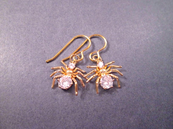 Spider Earrings with Sparkling Crystal Accents Sterling Silver Spider Earrings with Sparkling Crystal Accents Sterling Silver