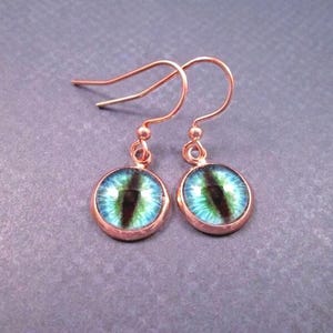 Eye See You, Eyeball Earrings, Baby Blues, Rose Gold Dangle Earrings, FREE Shipping