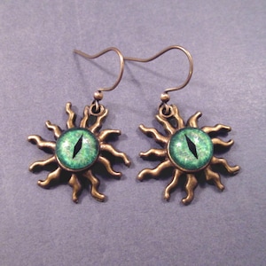 Eye Eyeball Earrings, They Came From Outer Space, Green and Brass Dangle Earrings, FREE Shipping
