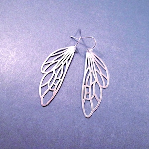Butterfly Wing Earrings, Delicate Earrings, Rhodium Silver Dangle Earrings, FREE Shipping