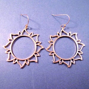 Large Open Style Sun Earrings, Gold Dangle Earrings, FREE Shipping