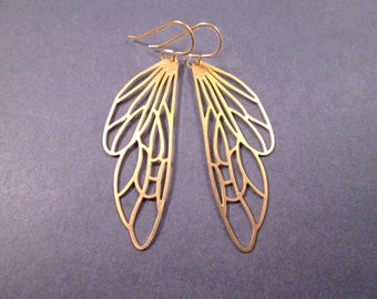 Butterfly Wing Earrings, Delicate Earrings, Gold Dangle Earrings, FREE Shipping