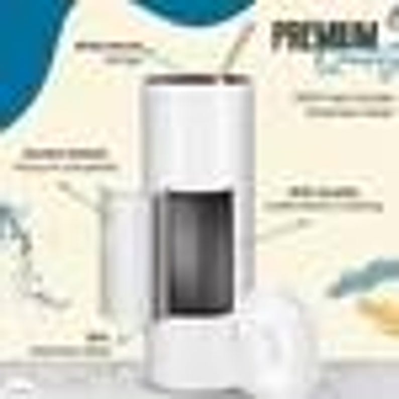 May include: White stainless steel tumbler with a black lid and a straw. The tumbler has a double-wall design for insulation.