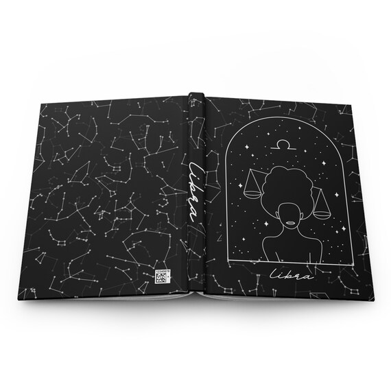 Libra Zodiac Journal Hardcover Matte, Moon, Witchy, Crystal