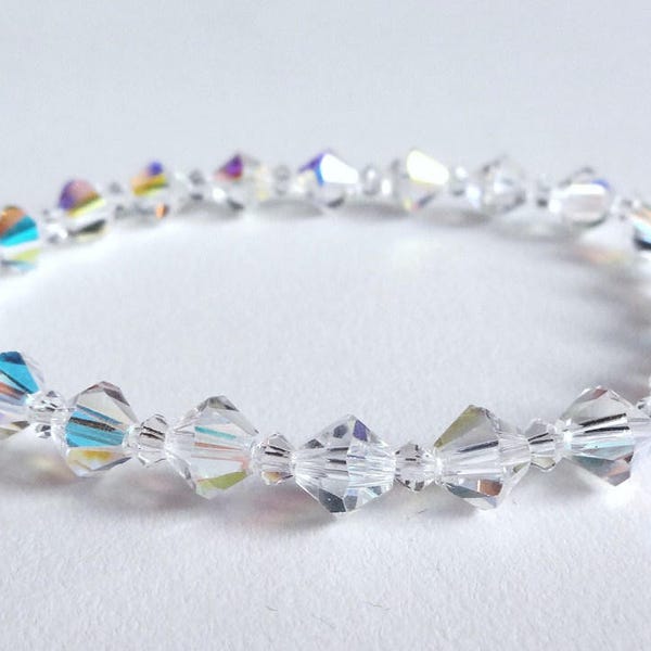 Swarovski Clear Crystal Handmade Stretch Bracelet, Woman Bracelet, Girl Bracelet, Bridesmaid Bracelet