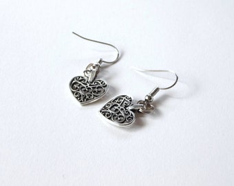 Lace Hearts Dangle Earrings