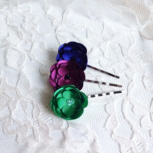 Pick 1 Tiny Fabric Flowers Hair Pin image 7