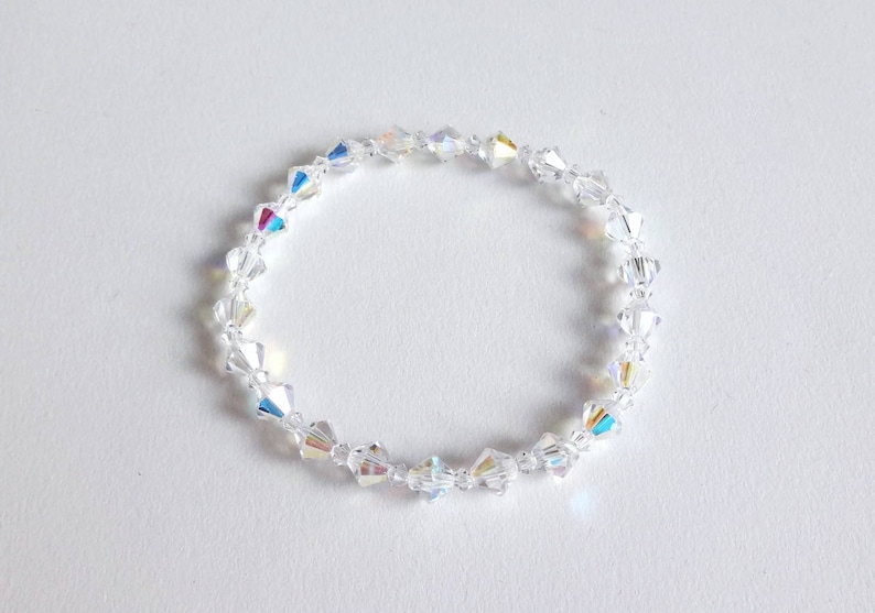 Swarovski Clear Crystal Handmade Stretch Bracelet, Woman Bracelet, Girl Bracelet, Bridesmaid Bracelet image 5