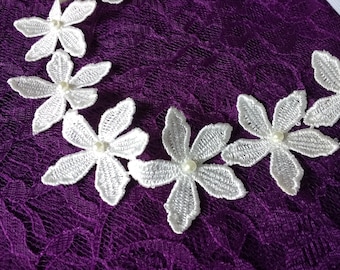 Ivory Flowers Venice Lace Headband, Ivory Bridal Headband, Girl Headband, Teen Headband
