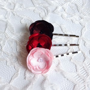 Pick 1 Tiny Fabric Flowers Hair Pin image 10