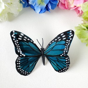 Large Teal Butterfly Hair Pin, Hair Clip