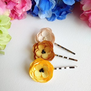 Pick 1 Tiny Fabric Flowers Hair Pin image 6