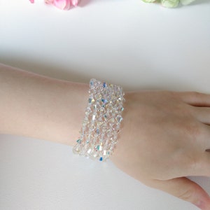 Swarovski Clear Crystal Handmade Stretch Bracelet, Woman Bracelet, Girl Bracelet, Bridesmaid Bracelet image 8