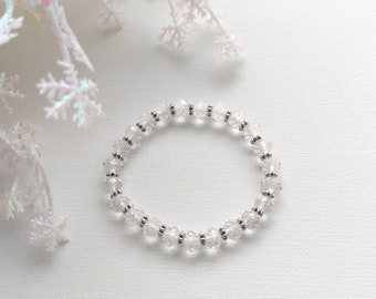 Clear Crystal Handmade Stretch Bracelet, Woman Bracelet, Christmas Gift Bracelet, Bridesmaid Bracelet,Girl Bracelet